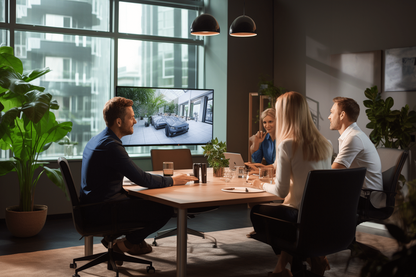 Videoconferencing apparatuur in informele meeting ruimte